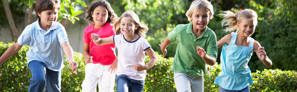 photo of children running