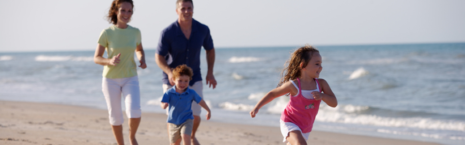 family on beach